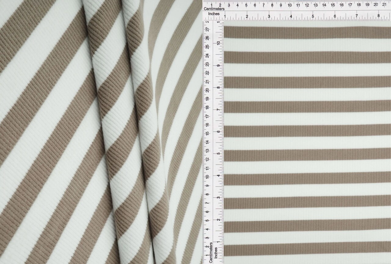 1 Yard Poly Spandex Cool Cotton 260 GSM Stripe Fleece Rib Fabric Soft 52" Width